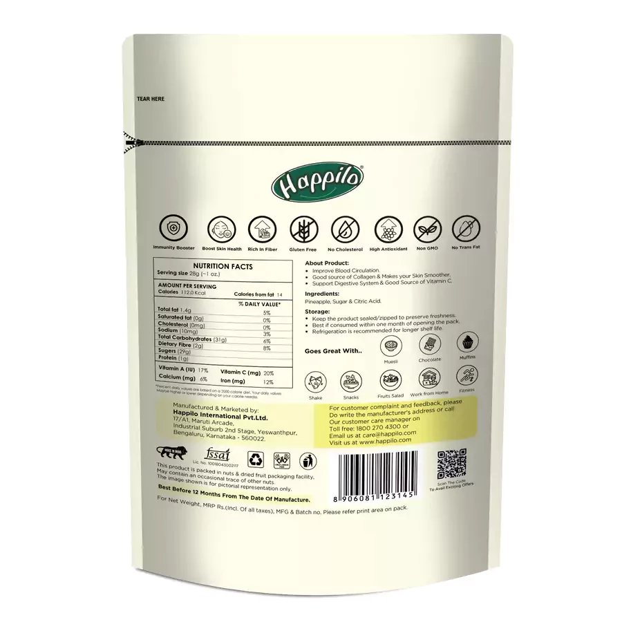 Happilo Premium International Dried Pineapple, 200 g-3.webp